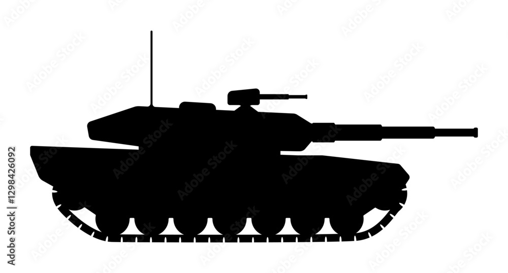 Fototapeta premium Silhouette of a Modern tank Vector illustration
