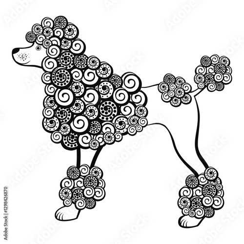 Poodle dog isolated on white background. Vector Illustration