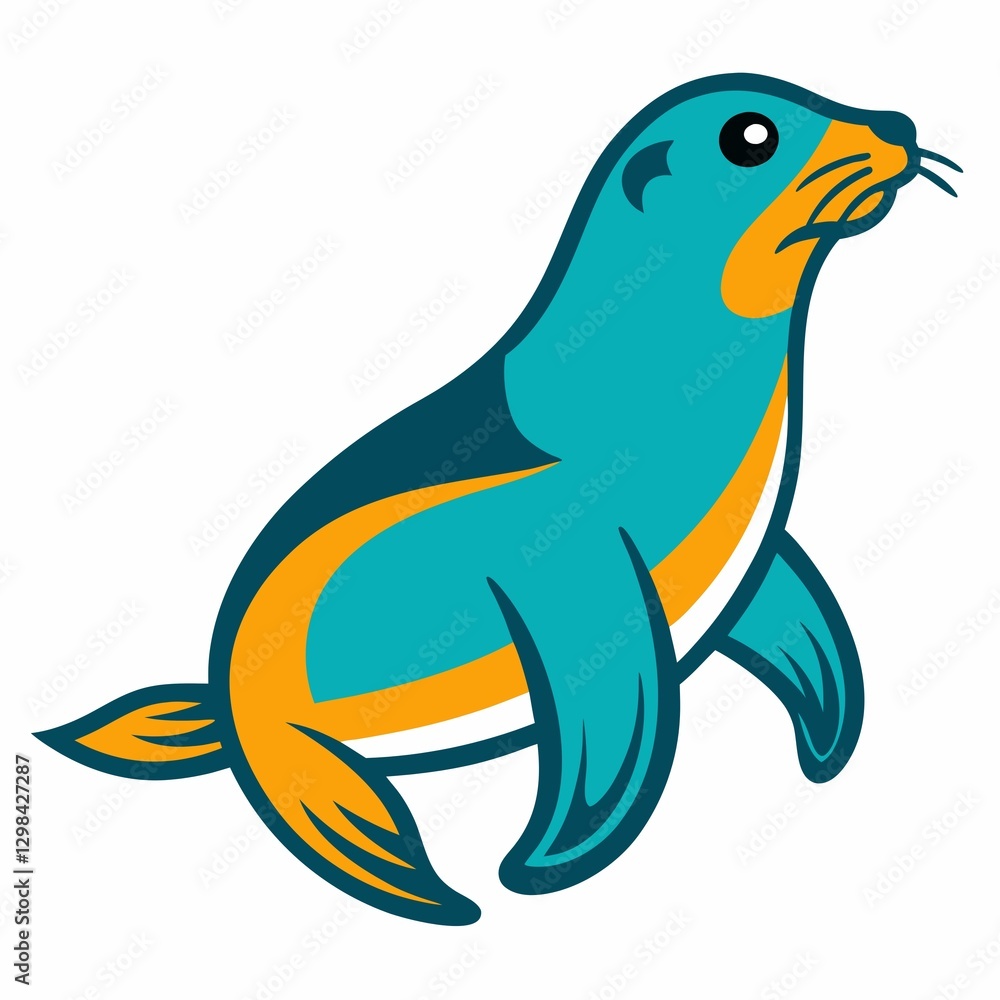 Vector illustration of a cartoon sea lion on white background Vector illustration of a cartoon sea lion on white background