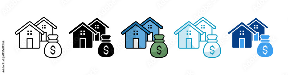 Real Estate Investment Icon Set Multiple Style Collection Real Estate Investment Icon Set Multiple Style Collection