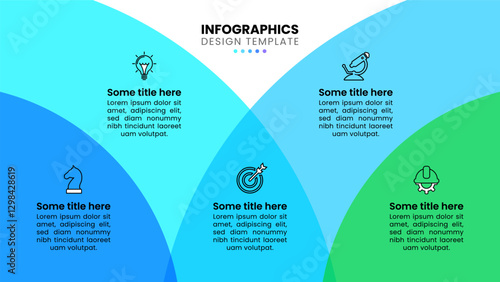 Abstract Infographic template. Transparent circles with 5 steps
