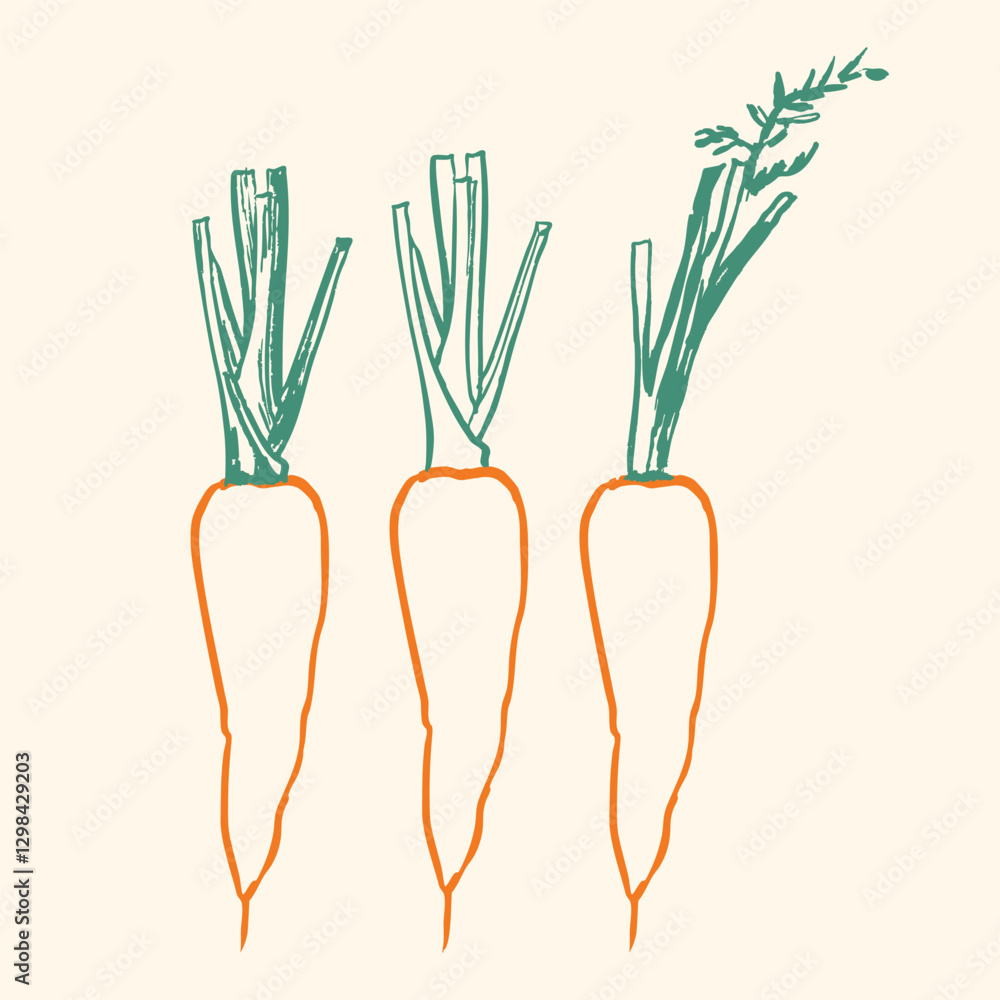 Carrots Outline Sketch Set Carrots Outline Sketch Set