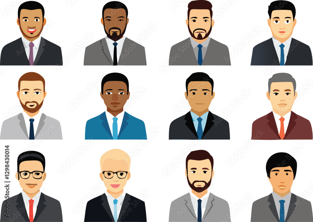 People Icons Set. Team Concept. Diverse business men and women avatar icons. Vector illustration of flat design people characters. People Icons Set. Team Concept. Diverse business men and women avatar icons. Vector illustration of flat design people characters.