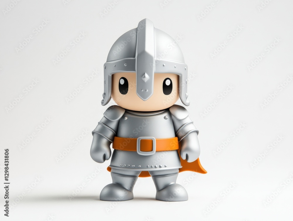 Naklejka premium cartoon knight figurine on white background