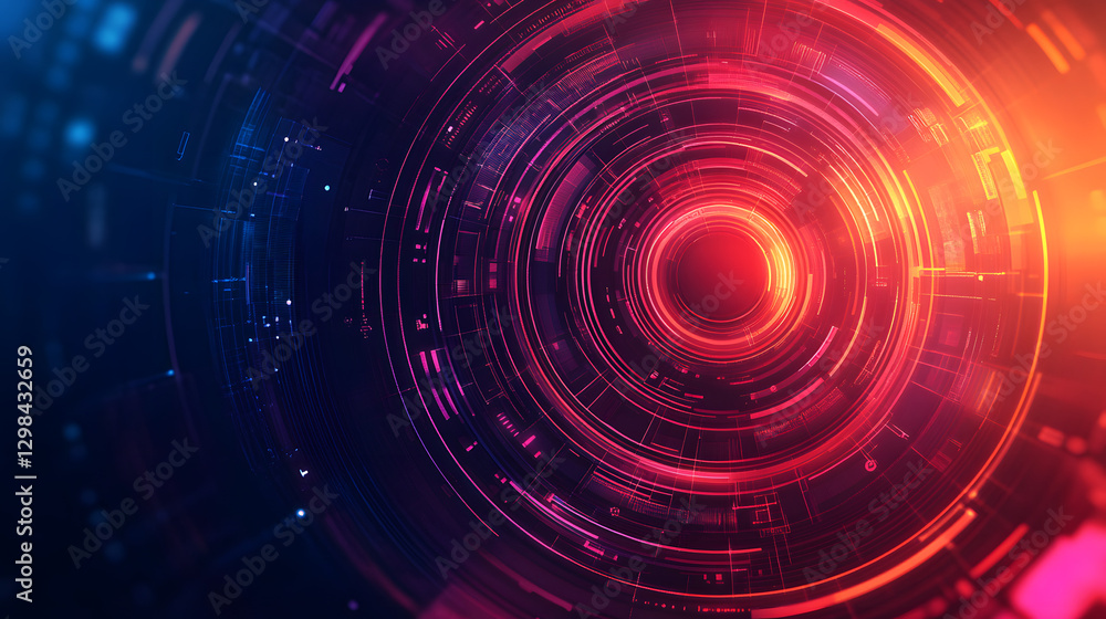 Fototapeta premium Abstract background with sound waves and circular light effects 