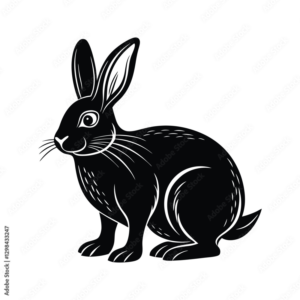 Obraz premium Rabbit silhouette isolated on white background