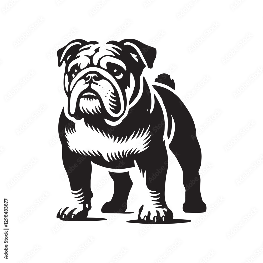 Fototapeta premium English Bulldog Vector - Minimalist English Bulldog Silhouette - English Bulldog Illustration.