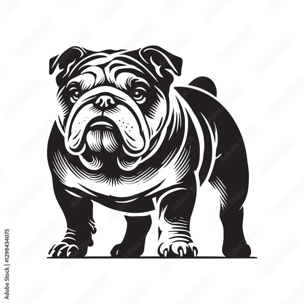 Fototapeta premium English Bulldog Vector - Minimalist English Bulldog Silhouette - English Bulldog Illustration.