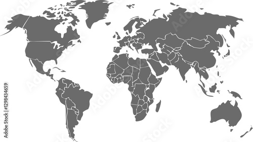 World map on white background. Vector 