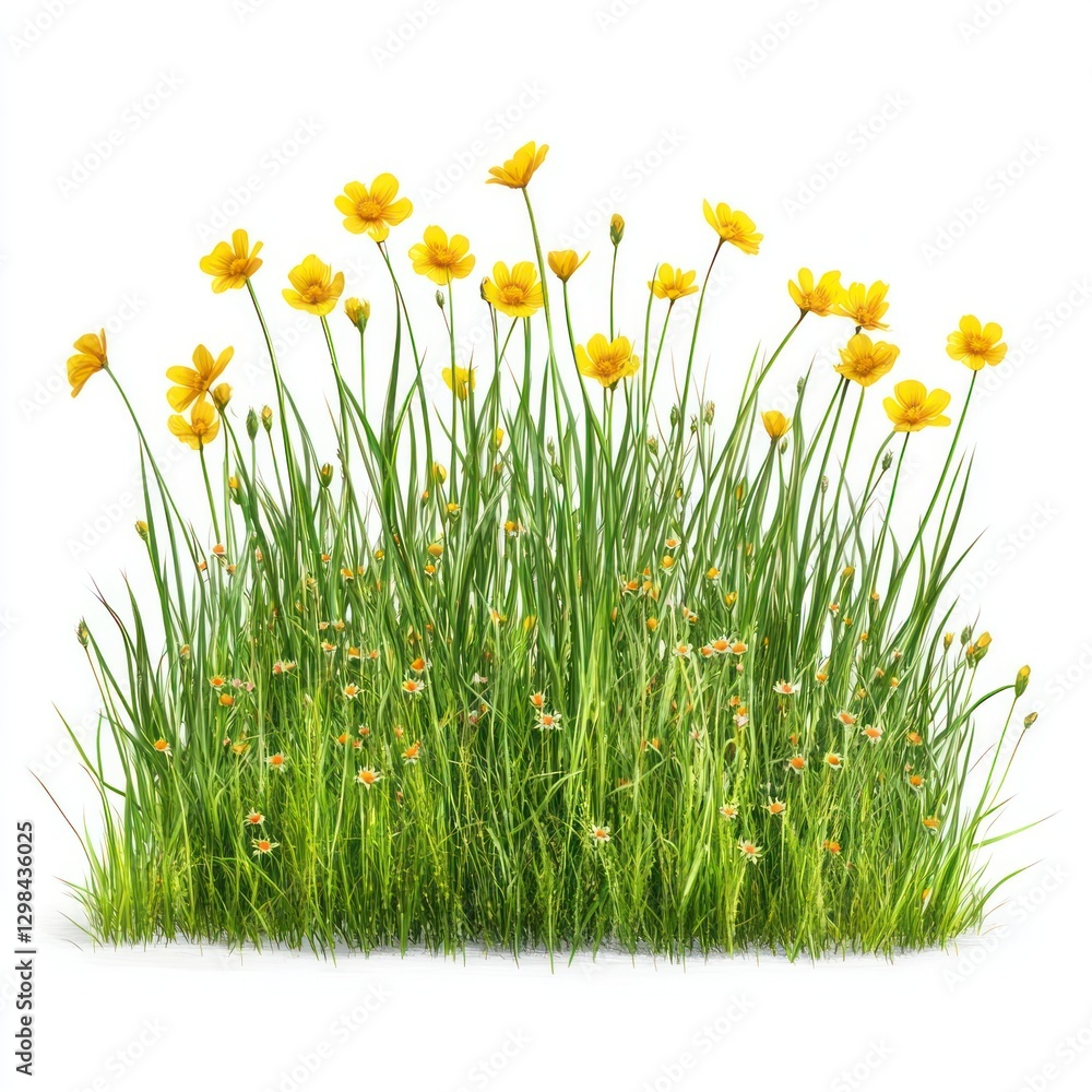 Fototapeta premium Flowers grass yellow green.