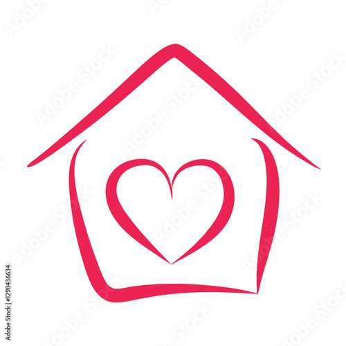 Minimalist Home and Love Vector. photo