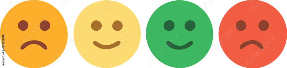 Fototapeta premium Three smileys green, yellow and red.