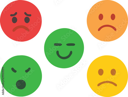 Three smileys green, yellow and red.