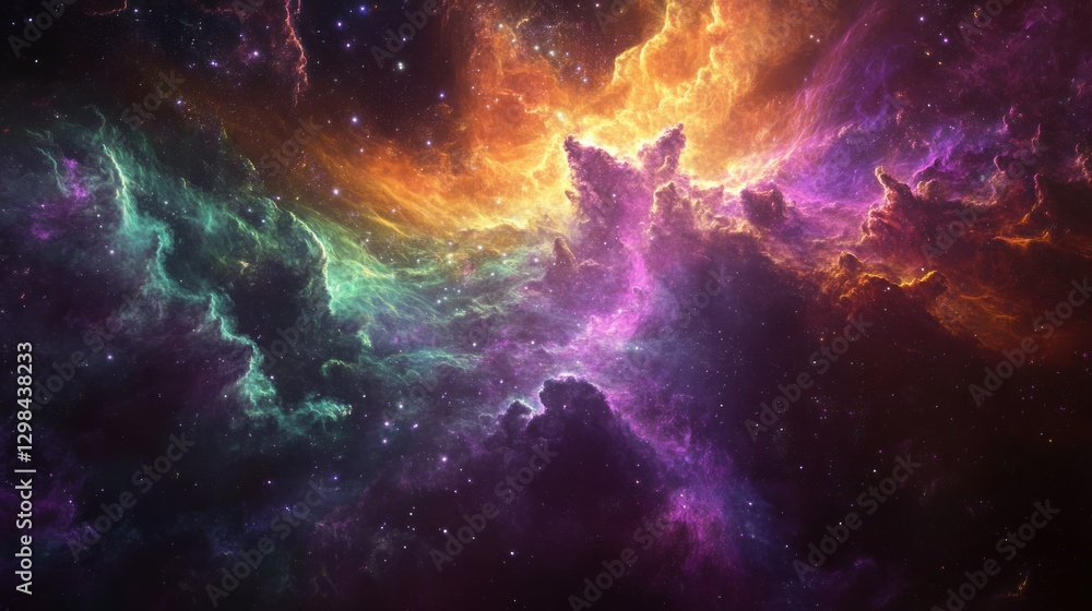 Fototapeta premium Cosmic Nebula: A Symphony of Colors in the Vast Universe