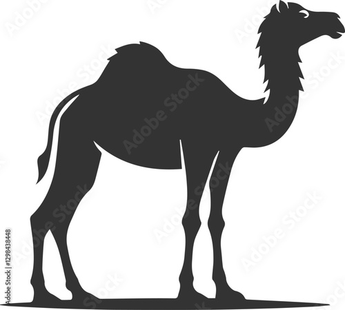 Camel standing still with head slightly turned animal silhouette