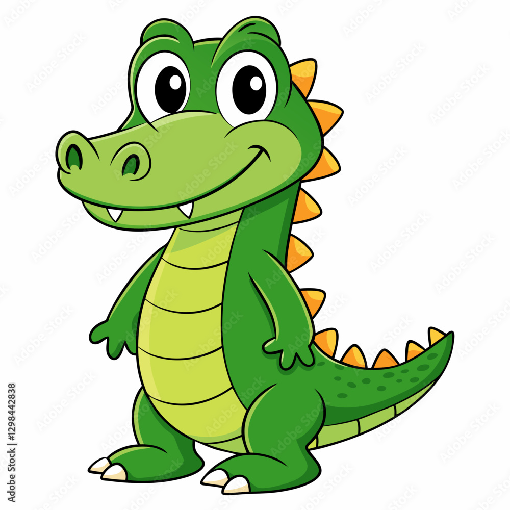 Fototapeta premium Cartoon Alligator smiling happily on white background