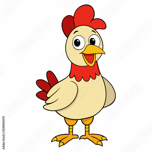 Chicken icon smiling cheerfully against a white background