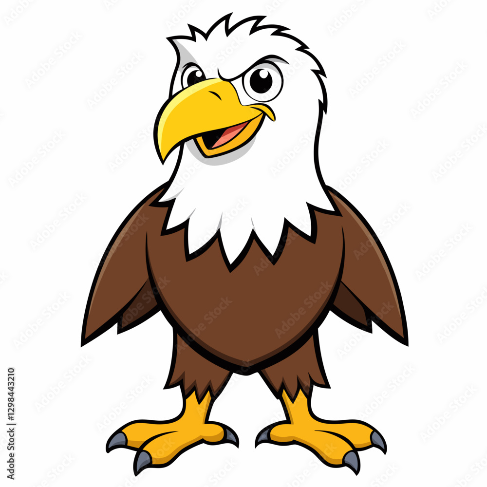 Fototapeta premium Eagle cartoon character smiling on white background