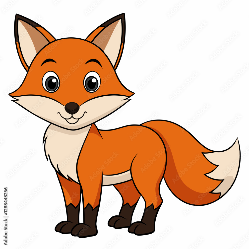Fototapeta premium Cartoon fox smiling in a playful pose