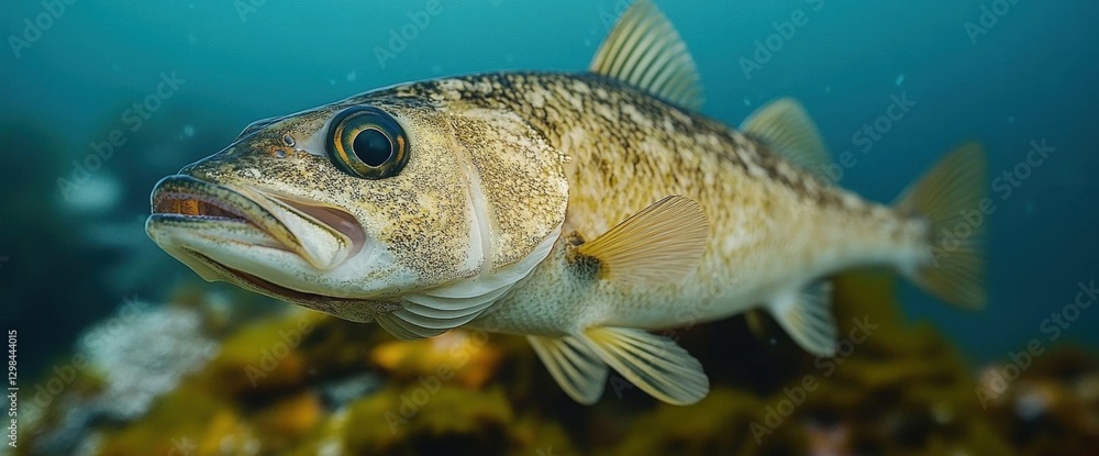 Naklejka premium Spotted Fish Underwater Closeup