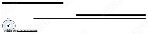 Stopwatch and bold black horizontal lines create a clean concept of time, progress, and efficiency. Ideal for time tracking, speed, productivity, performance, organization, timelines abstract line