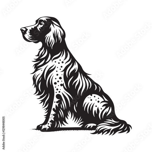 Minimalist English Setter Dog Silhouette - English Setter  Dog Vector - Illustration of English Setter Dog.