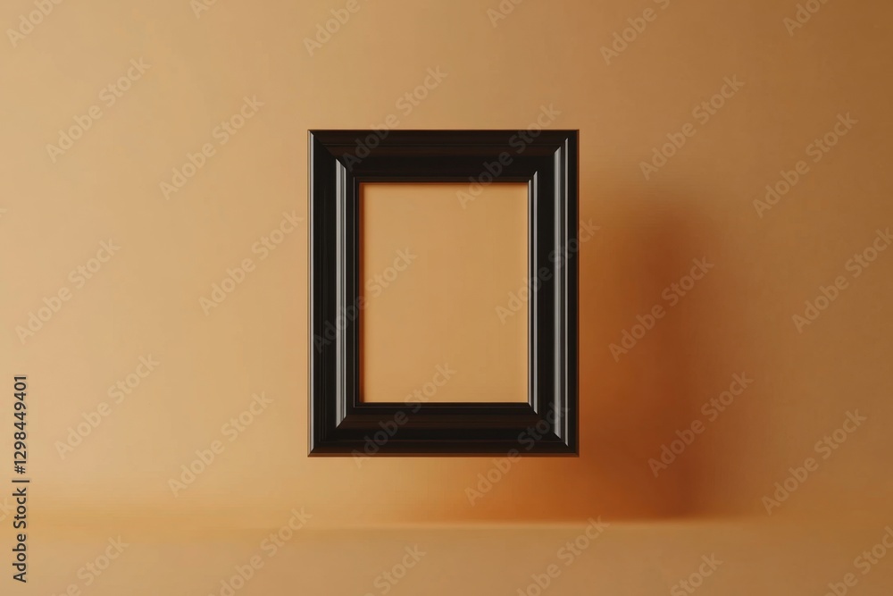 A simple black picture frame floating in a neutral space A simple black picture frame floating in a neutral space