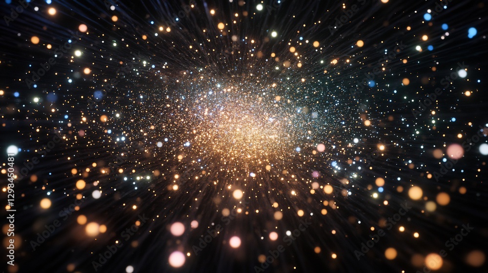 Obraz premium abstract luminous web with floating iridescent particles