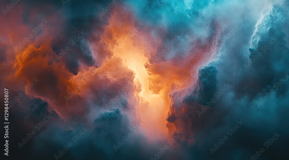 Fiery Orange and Teal Nebula Space Scene Fiery Orange and Teal Nebula Space Scene