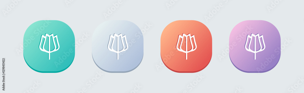 Fototapeta premium Bloom line icon in flat design style. Flower signs vector illustration.