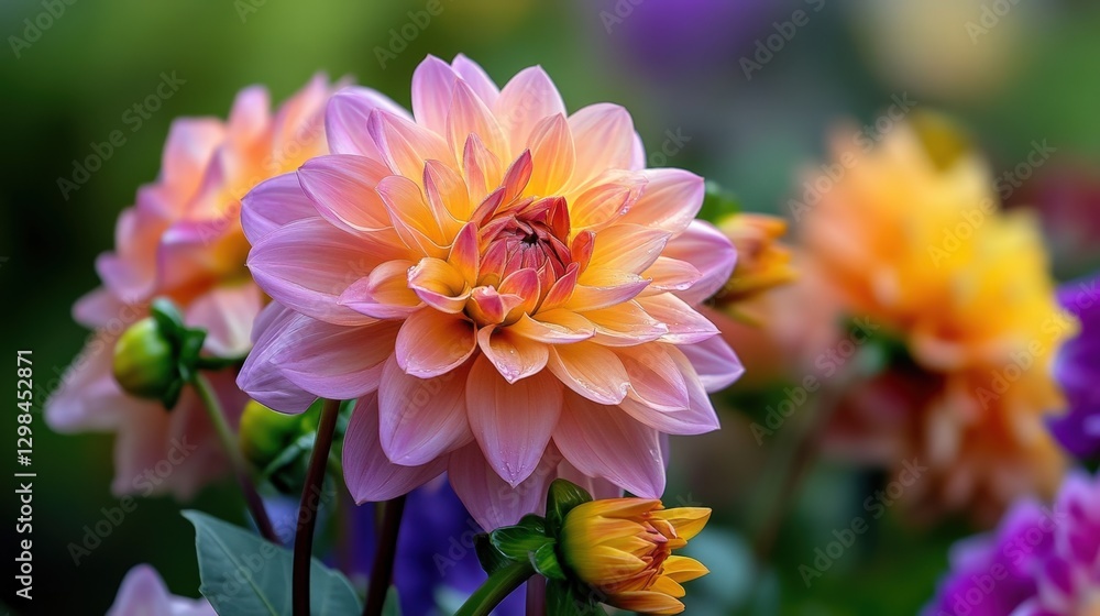 close up of dahlia flower in garden close up of dahlia flower in garden