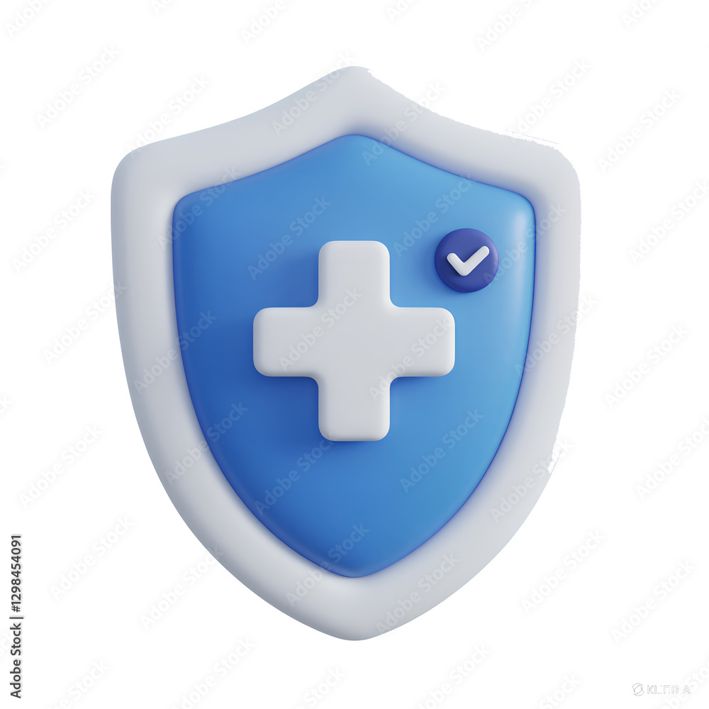 Medical Shield Icon: A symbolic shield bearing a medical cross and a checkmark, representing health protection and security. Medical Shield Icon: A symbolic shield bearing a medical cross and a checkmark, representing health protection and security.