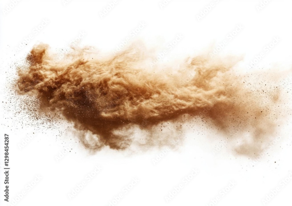 Beige sand dust splashed on a white background, top view. Beige sand dust splashed on a white background, top view.