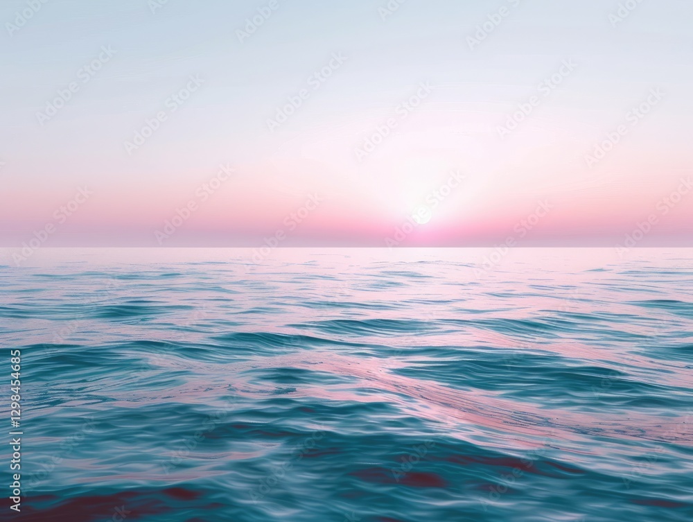 Obraz premium Tranquil ocean scene at sunset with soft pastel colors and gentle waves
