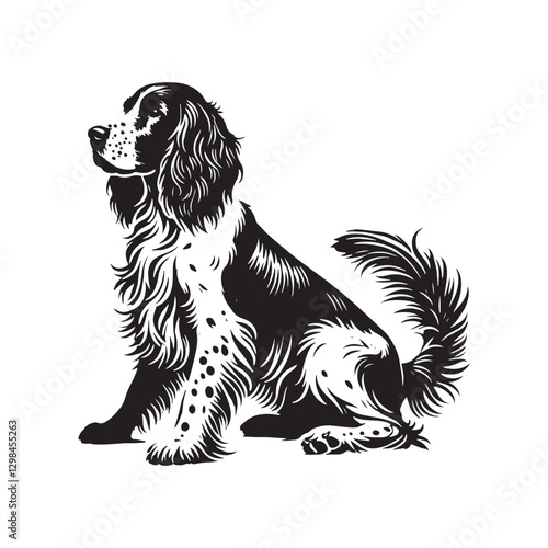 Obraz na płótnie English Springer Spaniel Silhouette - Minimalist Dog Vector - English Springer Spaniel Dog Illustration