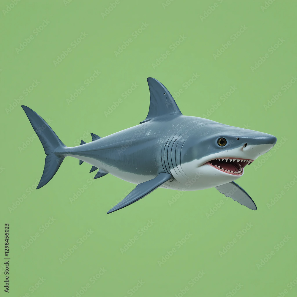 Obraz premium Great White Shark 3D Render Ocean Predator Marine Animal Wildlife Sea Creature Jaws Toothy Aquatic Life