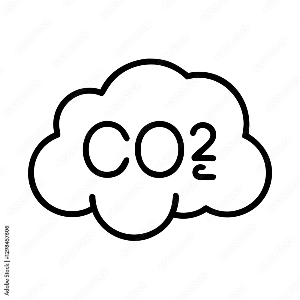 CO2 cloud emission line icon representing carbon footprint CO2 cloud emission line icon representing carbon footprint