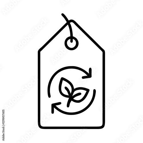 Eco-friendly product tag line icon with recycling symbol