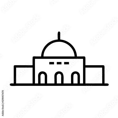 Mosque building line icon with dome and arches