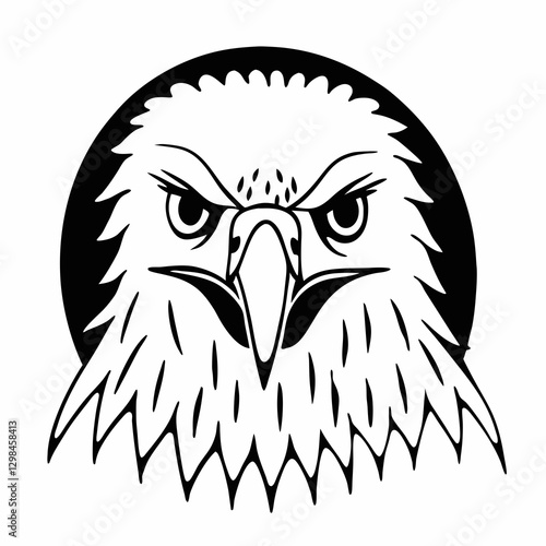 Bold hawk face with a strong beak and fierce eyes.
