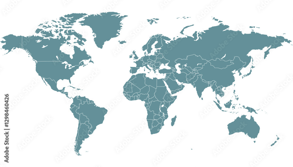 World map. Grey modern vector map. Silhouette map World map. Grey modern vector map. Silhouette map