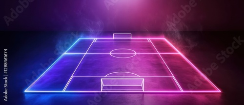 Neon Soccer Field with Smoke and Glowing Lines