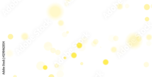 Abstract background with golden dust and glowing bokeh lights on a transparent layer, isolated sparkle confetti effect, perfect for holiday and festive designs, stock royalty-free vector PNG 