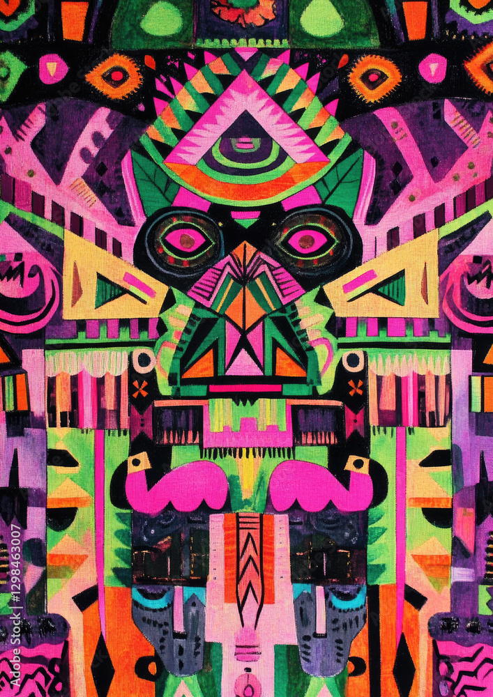 Obraz premium Psychedelic Tribal Face Design