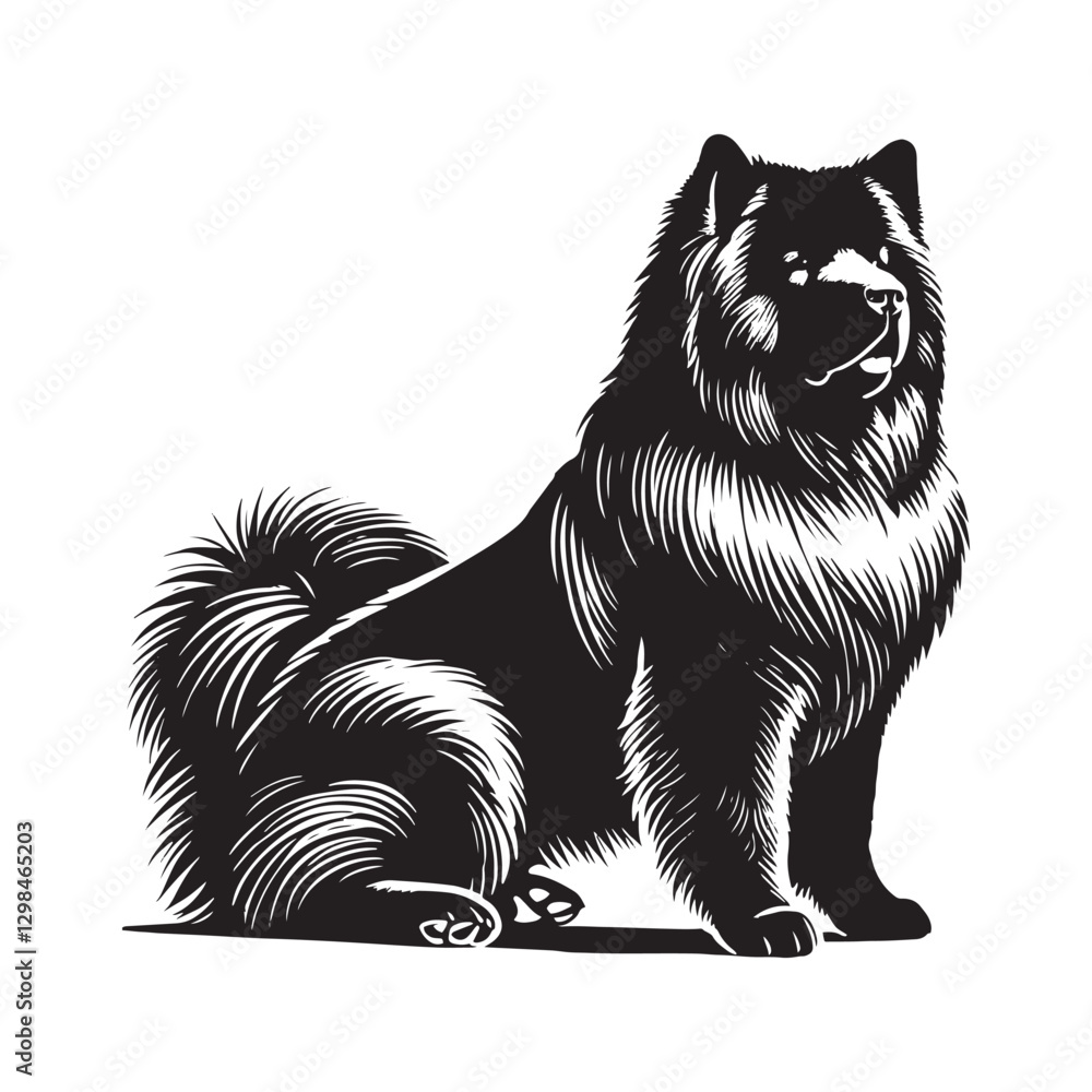 Fototapeta premium Minimalist Eurasier Dog Silhouette - Eurasier Dog Vector - Dog Illustration