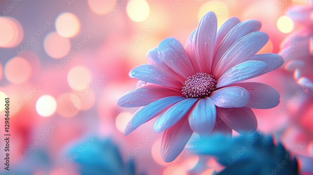 Fototapeta premium Pink flower bokeh lights romantic card design