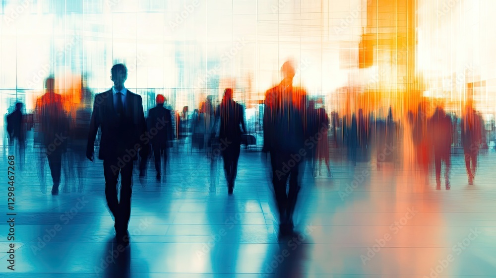 Business meeting with executives and tech entrepreneurs discussing growth strategies in a blurred background for privacy Business meeting with executives and tech entrepreneurs discussing growth strategies in a blurred background for privacy