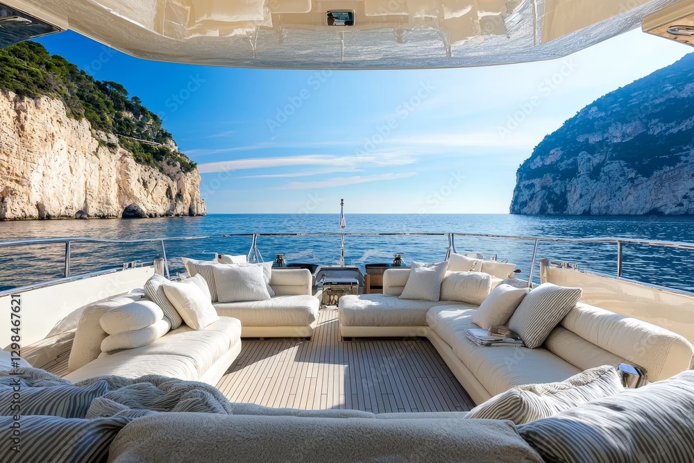 Fototapeta premium Luxury beachfront getaways serene boating experiences and coastal views