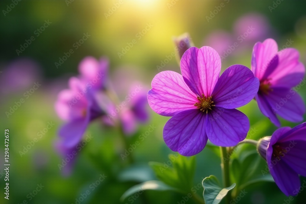Close-up of vibrant purple flowers blooming in a lush garden, blooming, purple Close-up of vibrant purple flowers blooming in a lush garden, blooming, purple