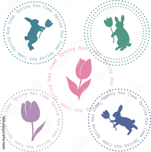 Spring has come set of rubber stamps